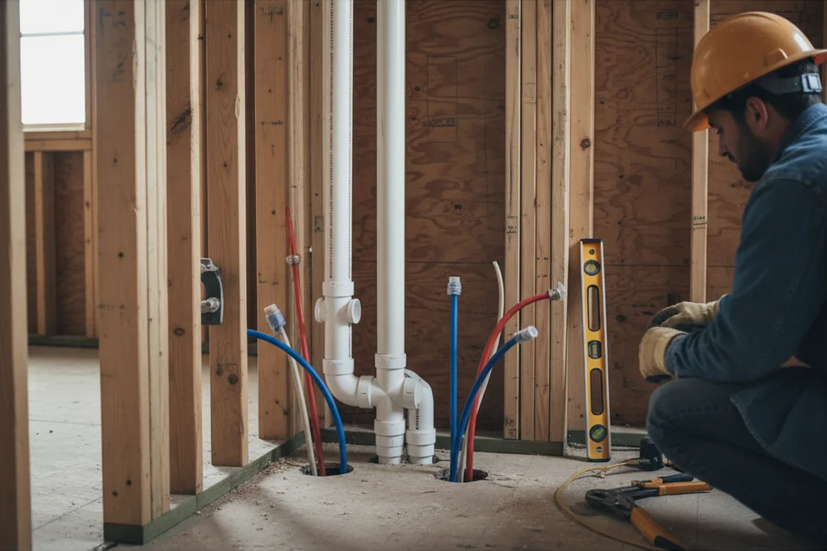 Drain and supply rough-in during Sump Pump Repair in Salem
